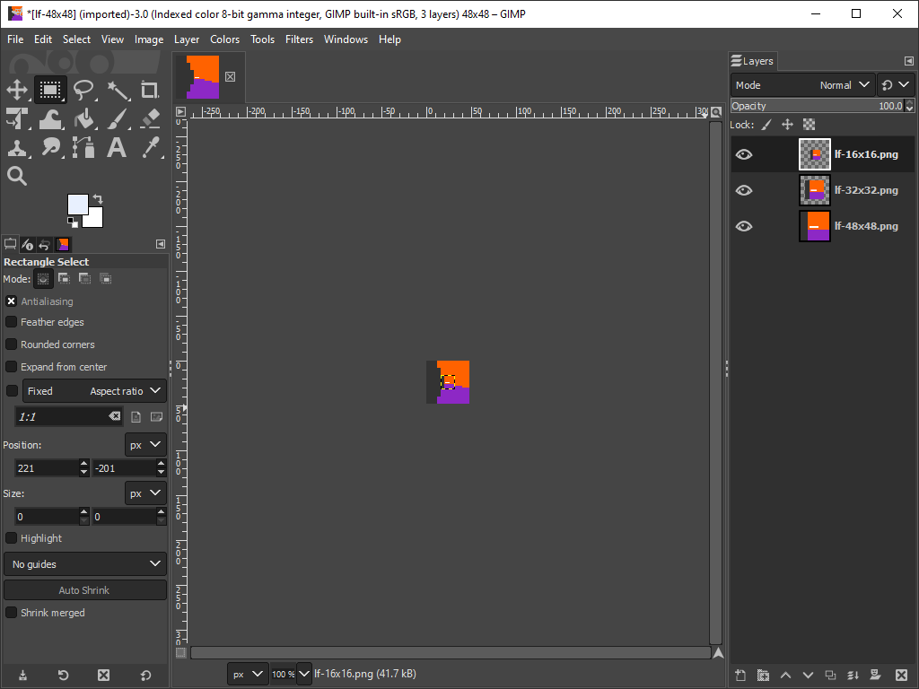 Screenshot of GIMP: The dockable Layers dialog