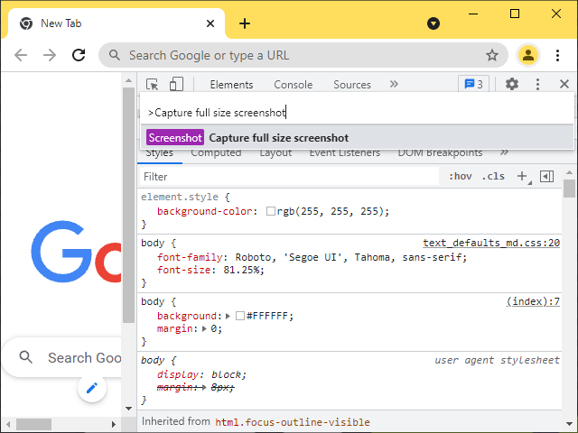 Screenshot of Chrome: The Developer tools pane